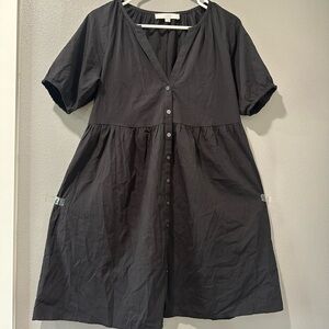 LOFT Elegant Black Button-Down Dress Size S